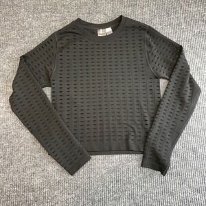 CALIA Carrie Underwood Black Perforated Mesh Long Sleeve Fitness Top L